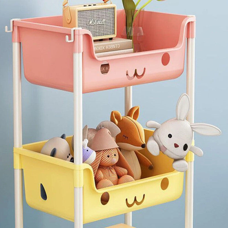 Adorable 3-Tier Rolling Storage Cart for Kids' Toys
