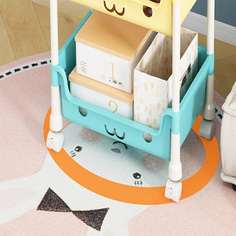 Adorable 3-Tier Rolling Storage Cart for Kids' Toys