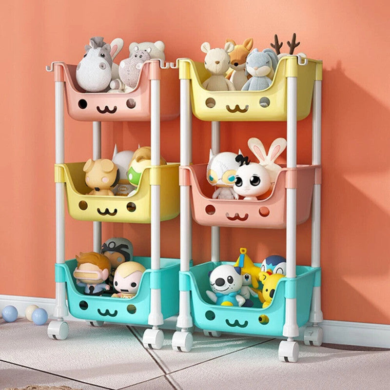 Adorable 3-Tier Rolling Storage Cart for Kids' Toys