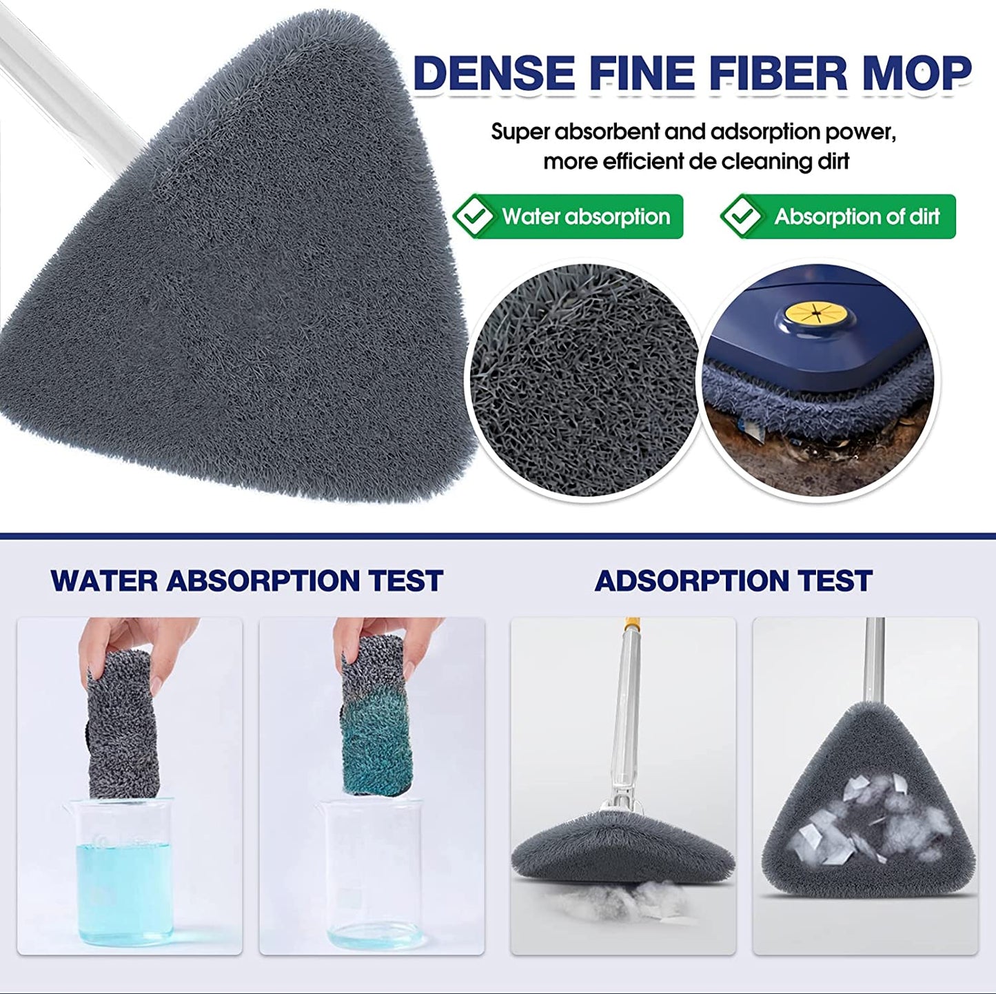 Rotatable Adjustable Cleaning Mop, Stainless Steel Handle Multifunctional Wet And Dry Mop For Floor/Ceiling/Wall