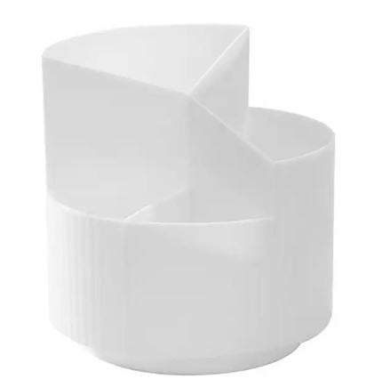 Rotating Pen Holder With Multiple Compartments, Office Home School Storage Box (White)