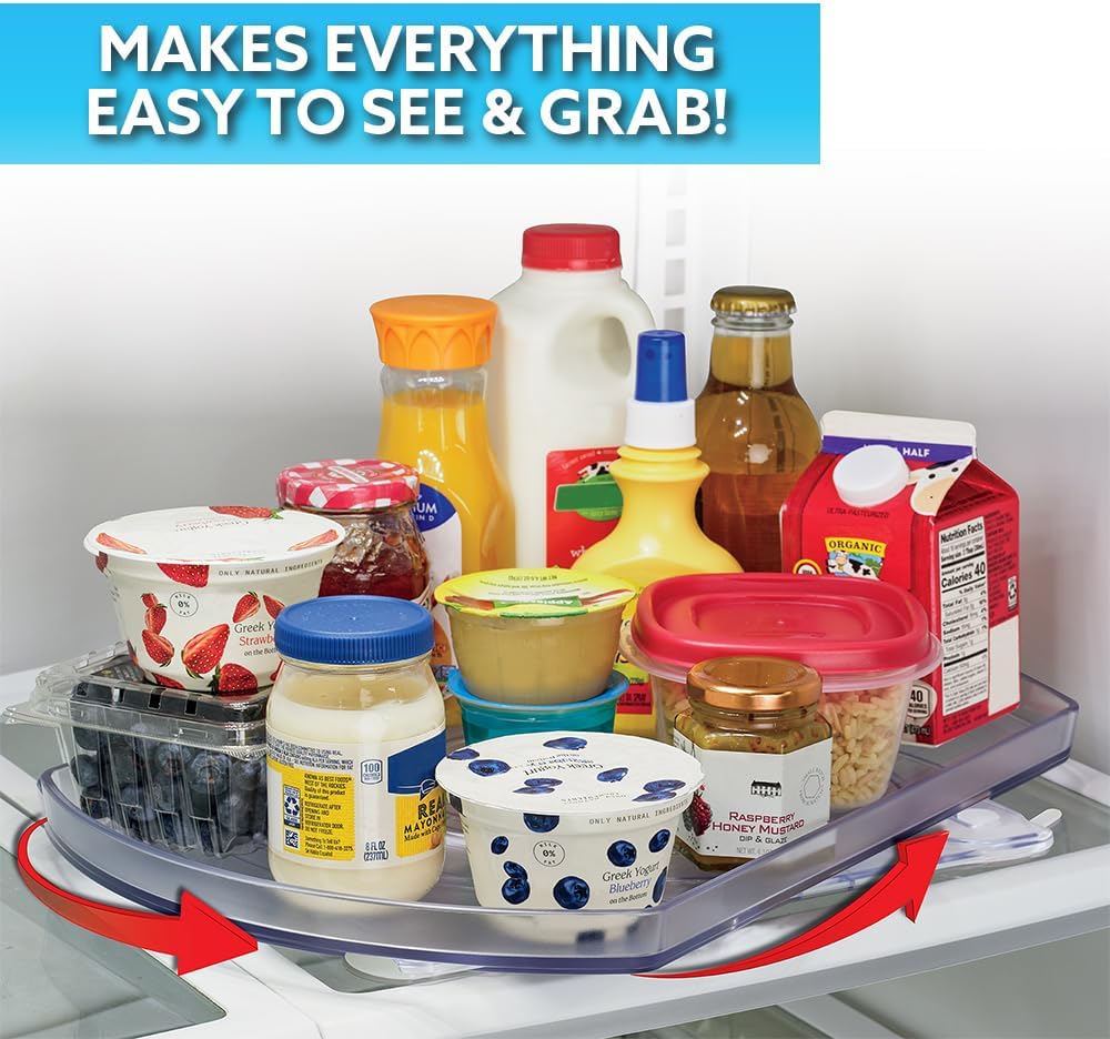 Rotating Refrigerator Organizer, Rotating Spice Rack Cabinet Organizer And Storage