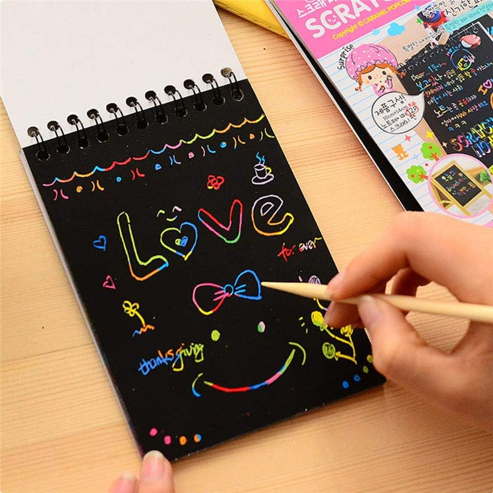 Nature Arts And Colors Magic Scratch Art Painting Book With Drawing Stick (Sketch Pad 6 Sheets)