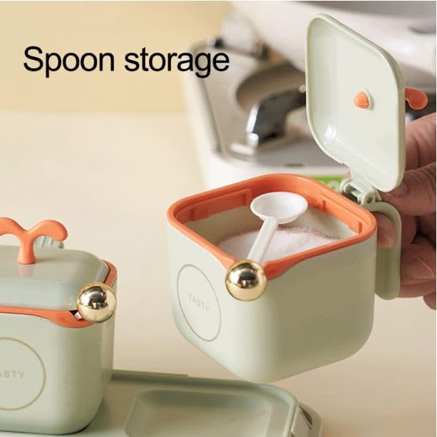 Charming 3-in-1 Nordic Spice Jar Set with Serving Tray and Spoon