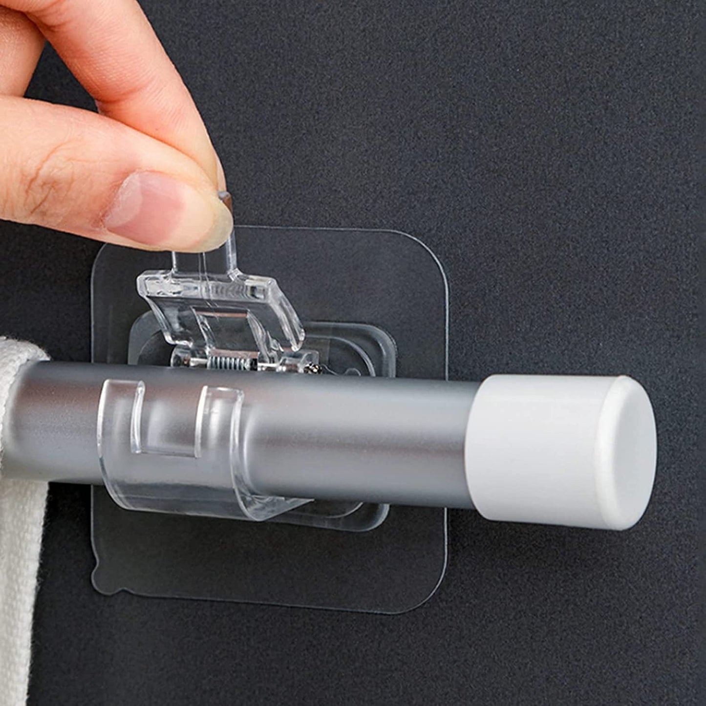Self Adhesive Curtain Rod Bracket, Transparent No Drill Fixing Rod Holder (Pack of 3)