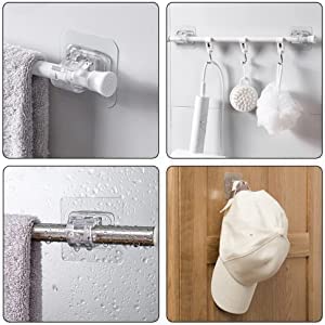 Self Adhesive Curtain Rod Bracket, Transparent No Drill Fixing Rod Holder (Pack of 3)