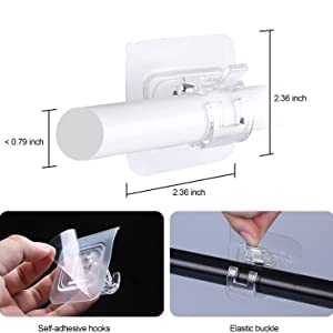 Self Adhesive Curtain Rod Bracket, Transparent No Drill Fixing Rod Holder (Pack of 3)