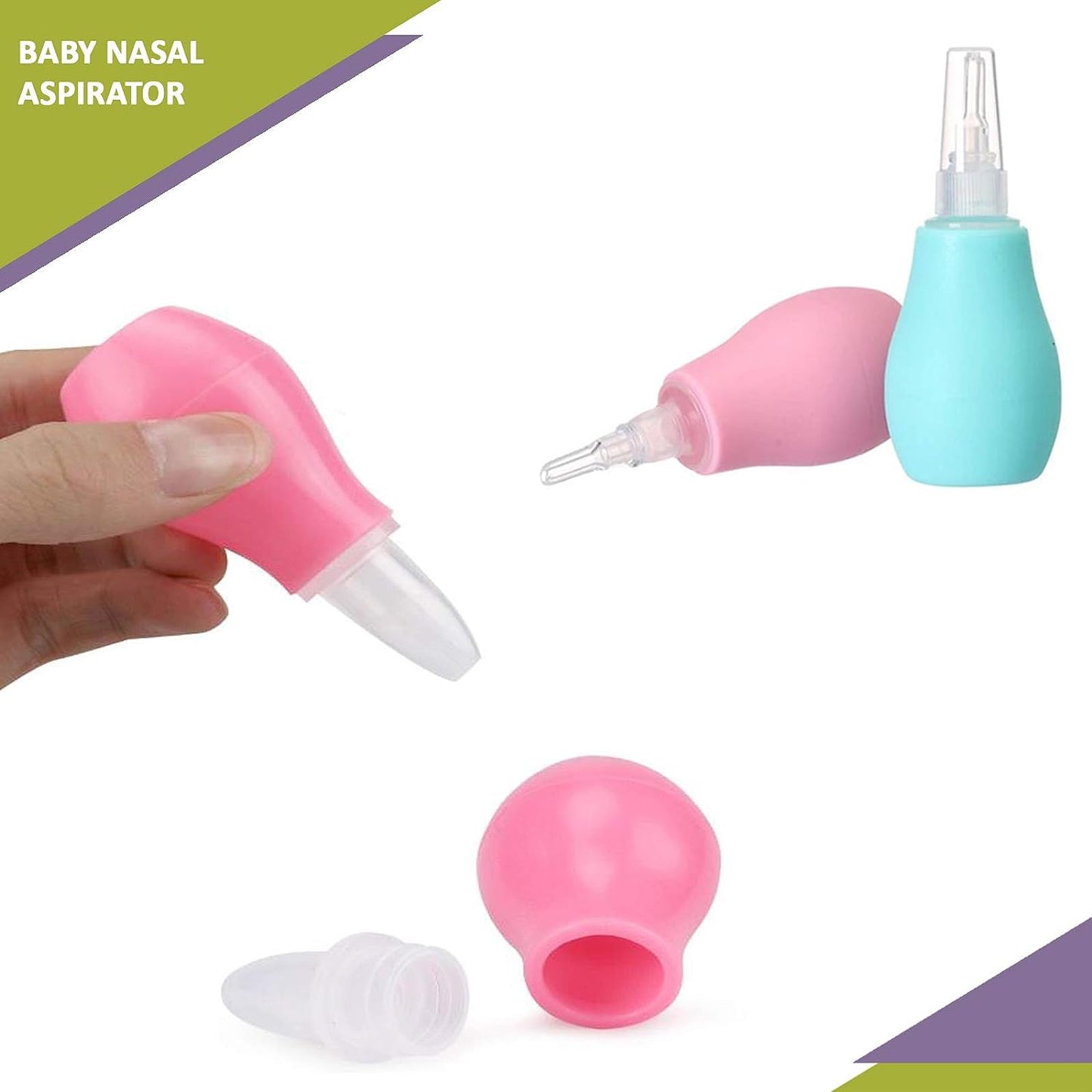 Silicone Baby Nasal Aspirator, Vacuum Sucker, Instant Relief From Blocked Baby Nose Cleaner