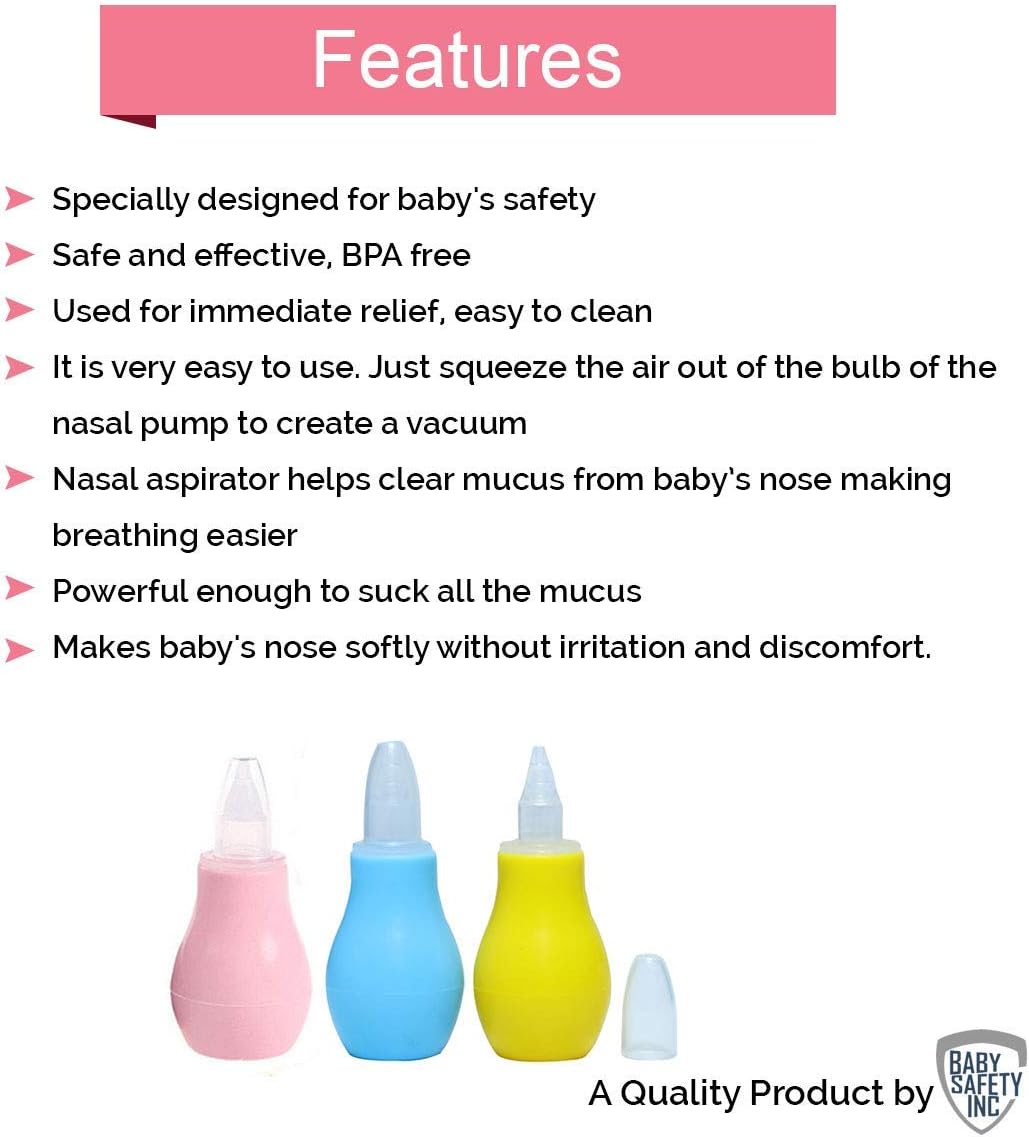 Silicone Baby Nasal Aspirator, Vacuum Sucker, Instant Relief From Blocked Baby Nose Cleaner
