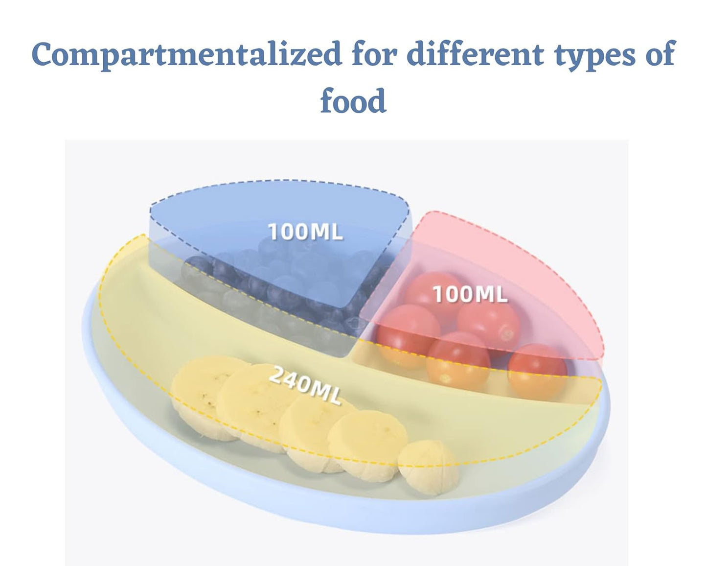 Silicone Suction Plates For Baby, Kids And Baby Divided Plate For Food, Baby Food Plate
