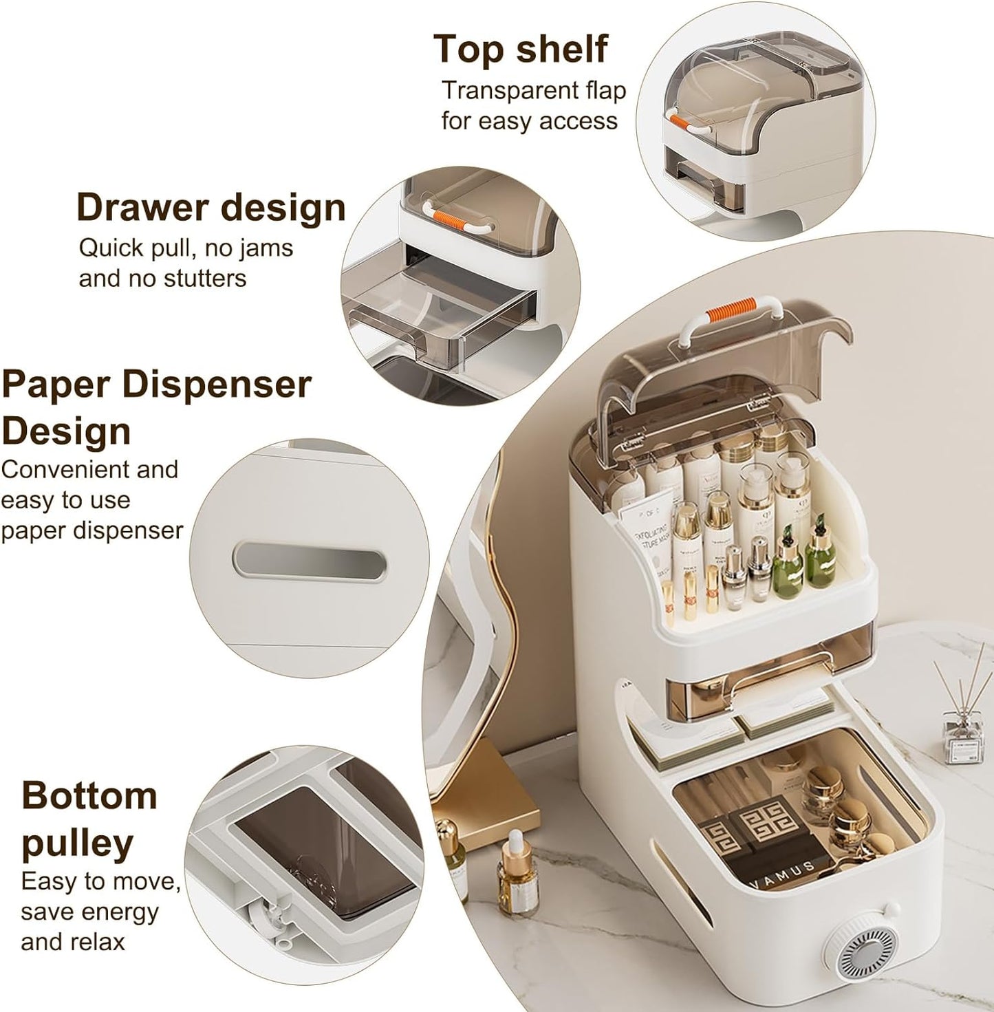 2,3,4 Layer Slim Organizer Cabinet Bathroom Standing Cabinet, Bathroom Floor Cabinet with Drawers