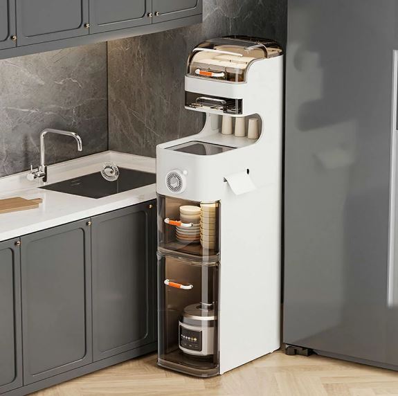 2,3,4 Layer Slim Organizer Cabinet Bathroom Standing Cabinet, Bathroom Floor Cabinet with Drawers