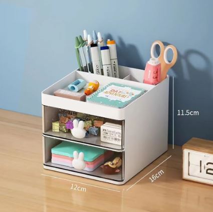 Small Desk Organizer With Drawer, Office Desktop Storage Box, Stationery/Makeup Organizer Storage Box