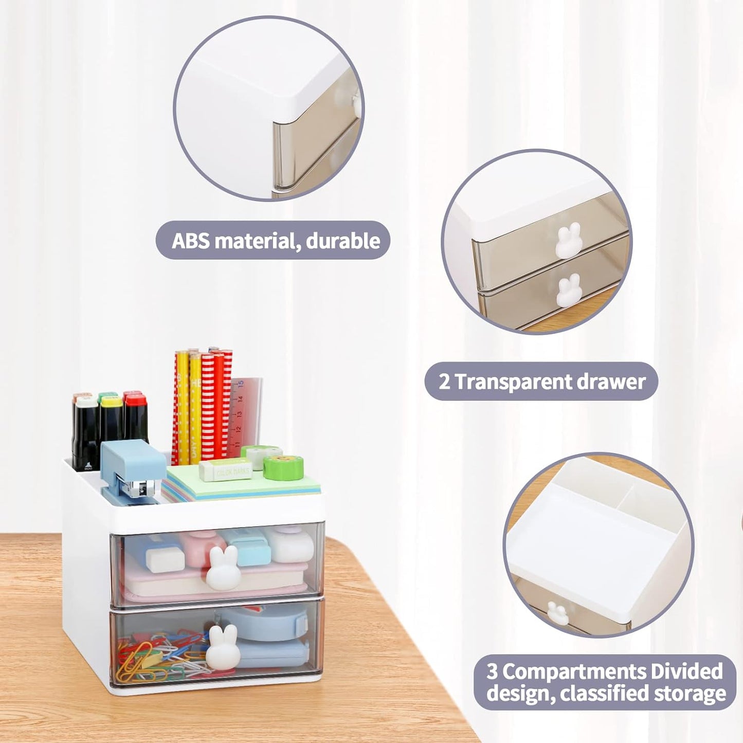 Small Desk Organizer With Drawer, Office Desktop Storage Box, Stationery/Makeup Organizer Storage Box
