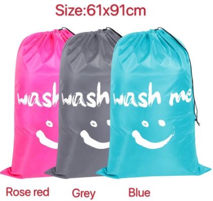 Smile Shape Nylon Laundry Bag, Travel Storage Pouch Machine Washable Dirty Clothes Organizer Wash Drawstring Bag
