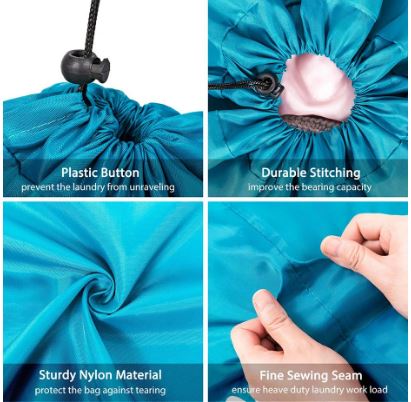Smile Shape Nylon Laundry Bag, Travel Storage Pouch Machine Washable Dirty Clothes Organizer Wash Drawstring Bag