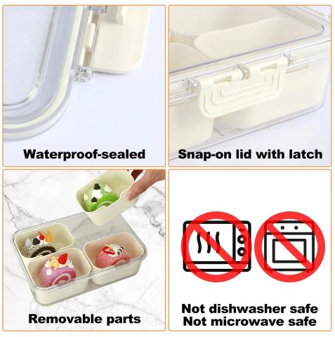 Small Snackle Container Lunch Box, Air-Tight Square Snack Container Snackle Box With Handle