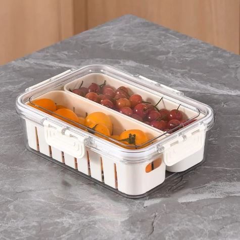 Small Snackle Container Lunch Box, Air-Tight Square Snack Container Snackle Box With Handle