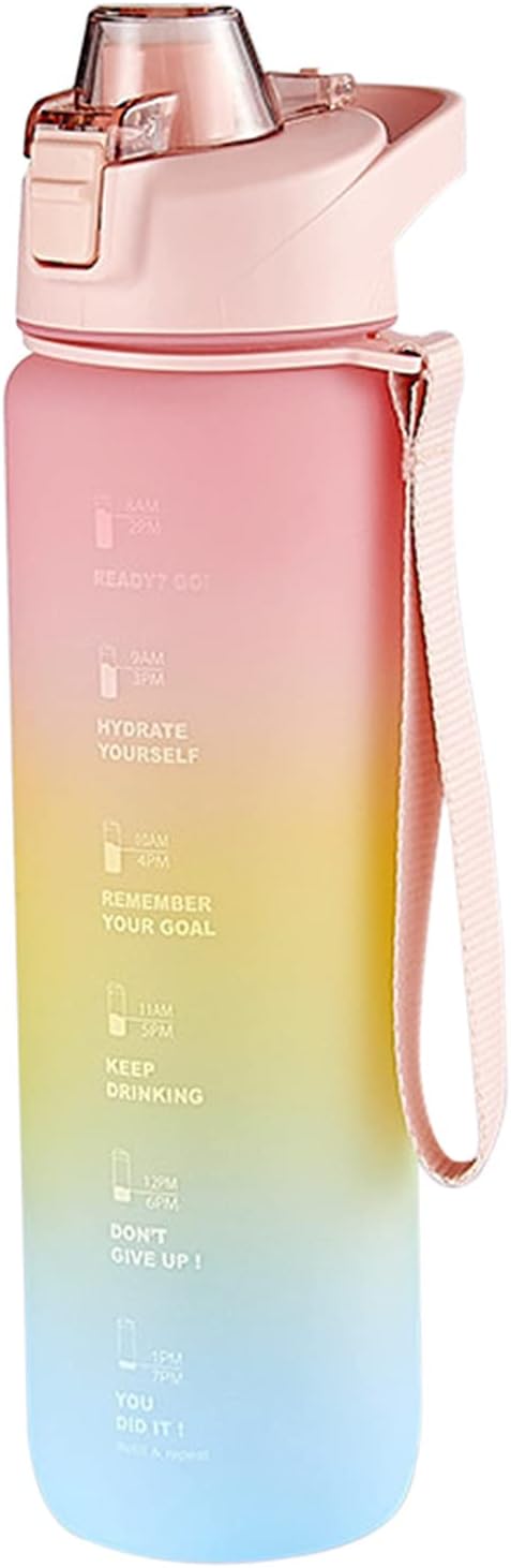 1100ml Sports Water Bottle With Time Marker, Leak Proof Portable Reusable Drinking Bottle