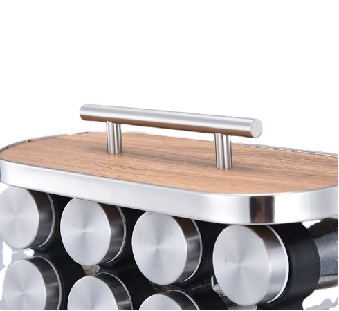 Stainless Steel Condiment Set Spice Jar Rack, 16Pcs Kitchen Cruet Condiment Bottle