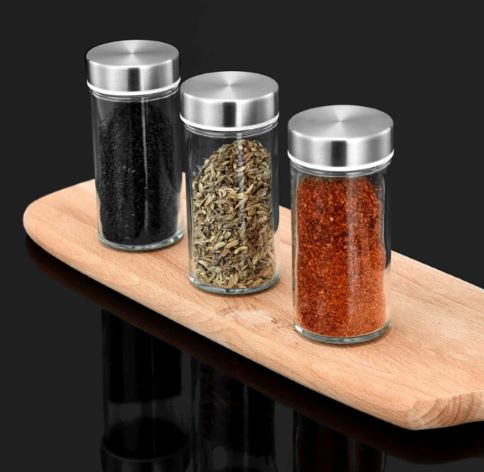 Stainless Steel Condiment Set Spice Jar Rack, 16Pcs Kitchen Cruet Condiment Bottle