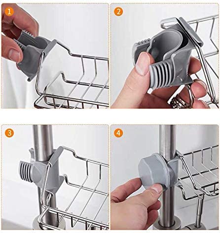 1pcs Stainless Steel Faucet Storage Rack, Adjustable Sink Rag Sponge Draining Rack Kitchen, Bathroom Soap Storage Holder