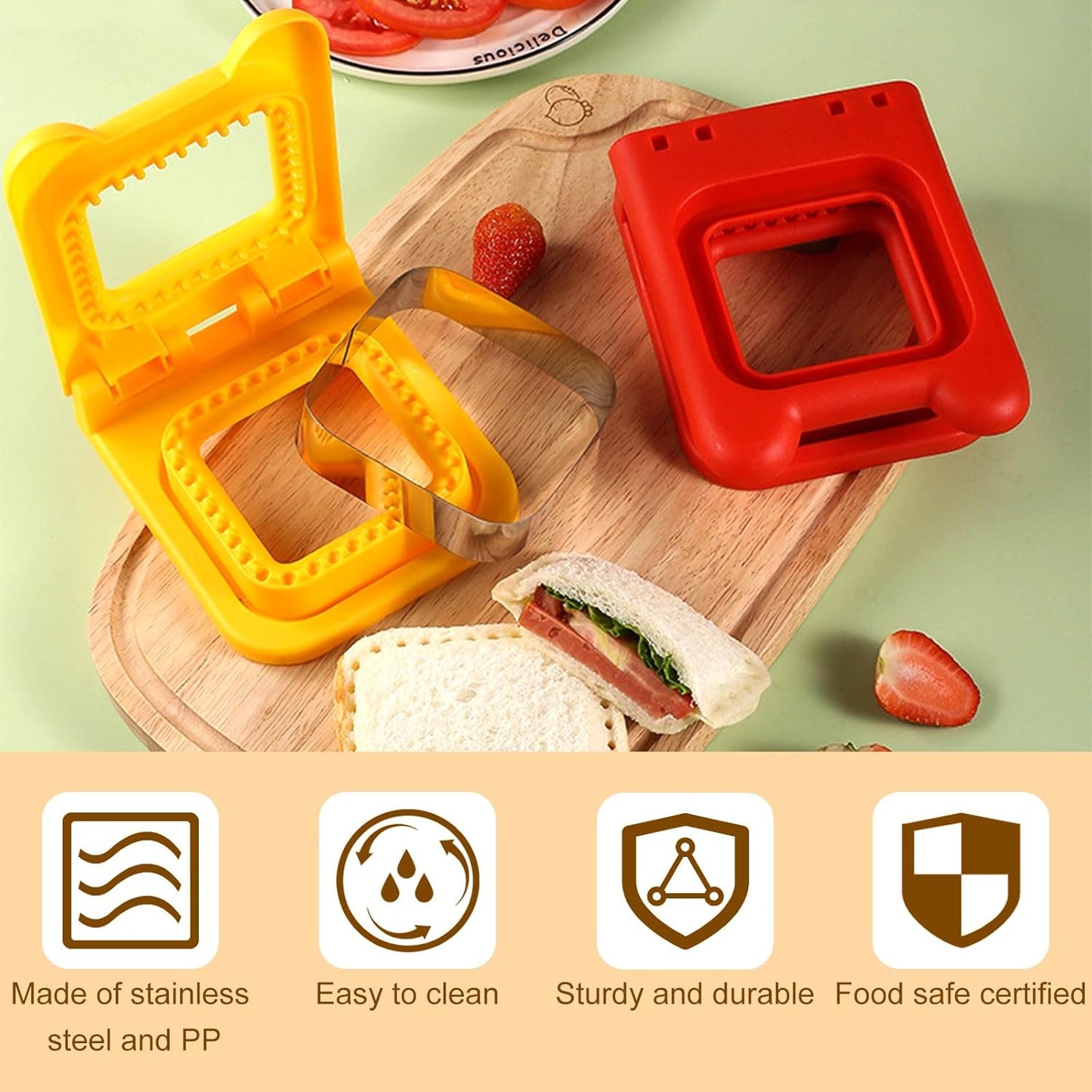 Stainless Steel Pocket Sandwich Maker, Sandwich Cutter and Sealer for Kids