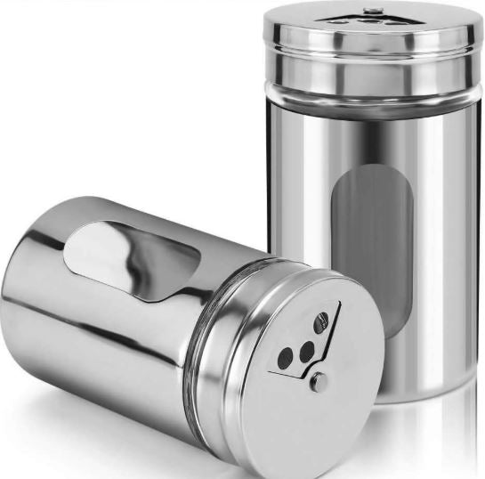 1pc Stainless Steel Spice Jar with Rotate Cover