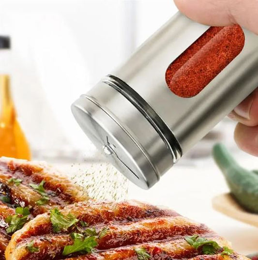 1pc Stainless Steel Spice Jar with Rotate Cover