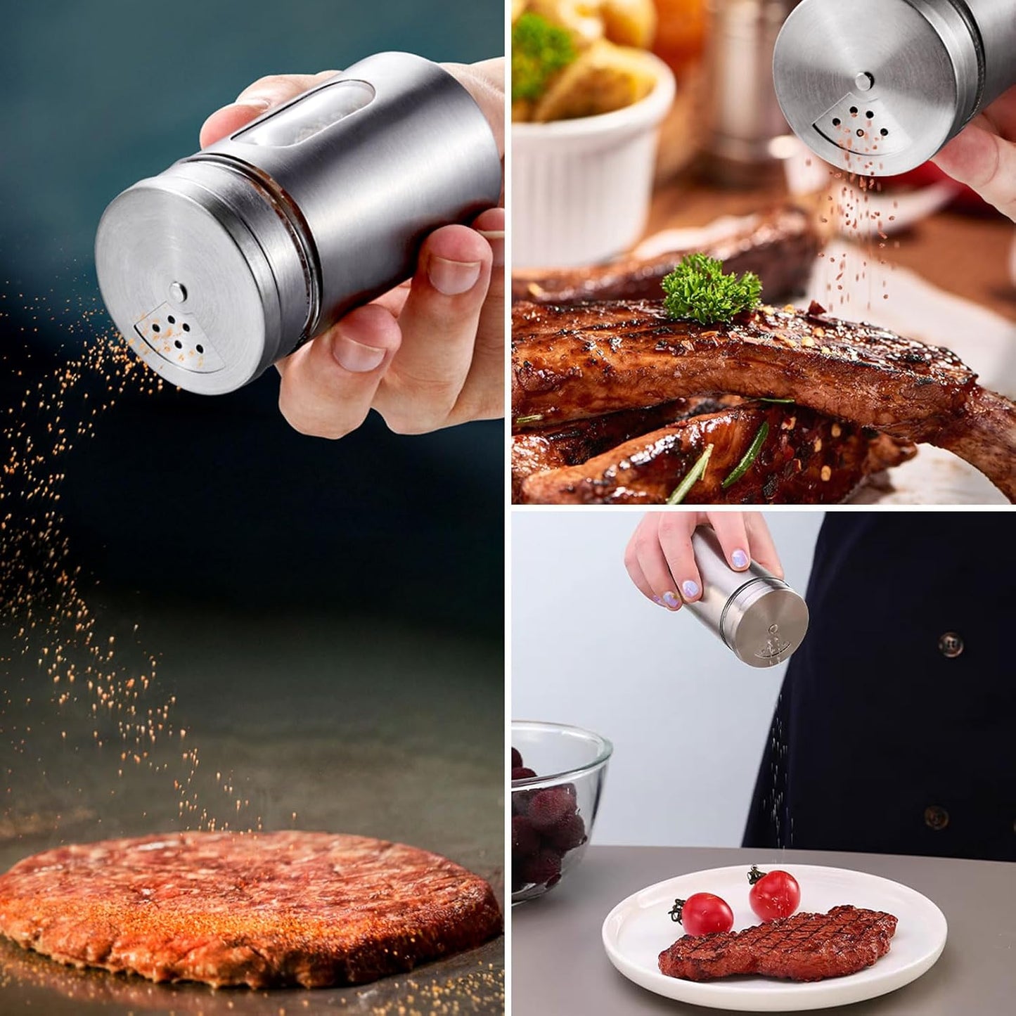 1pc Stainless Steel Spice Jar with Rotate Cover