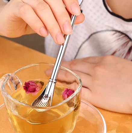 Stainless Steel Straw Filter Spoon, Metal Straw Stainless Steel Drinking Straw (Pack Of 4)