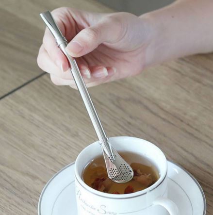 Stainless Steel Straw Filter Spoon, Metal Straw Stainless Steel Drinking Straw (Pack Of 4)