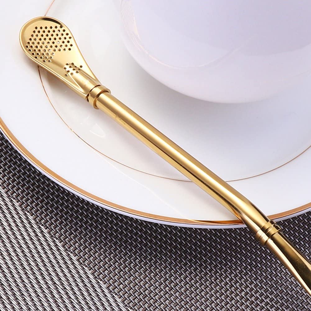 Stainless Steel Straw Filter Spoon, Metal Straw Stainless Steel Drinking Straw (Pack Of 4)