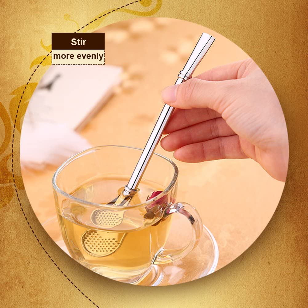 Stainless Steel Straw Filter Spoon, Metal Straw Stainless Steel Drinking Straw (Pack Of 4)