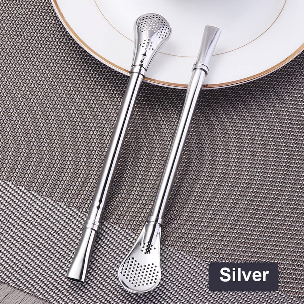 Stainless Steel Straw Filter Spoon, Metal Straw Stainless Steel Drinking Straw (Pack Of 4)