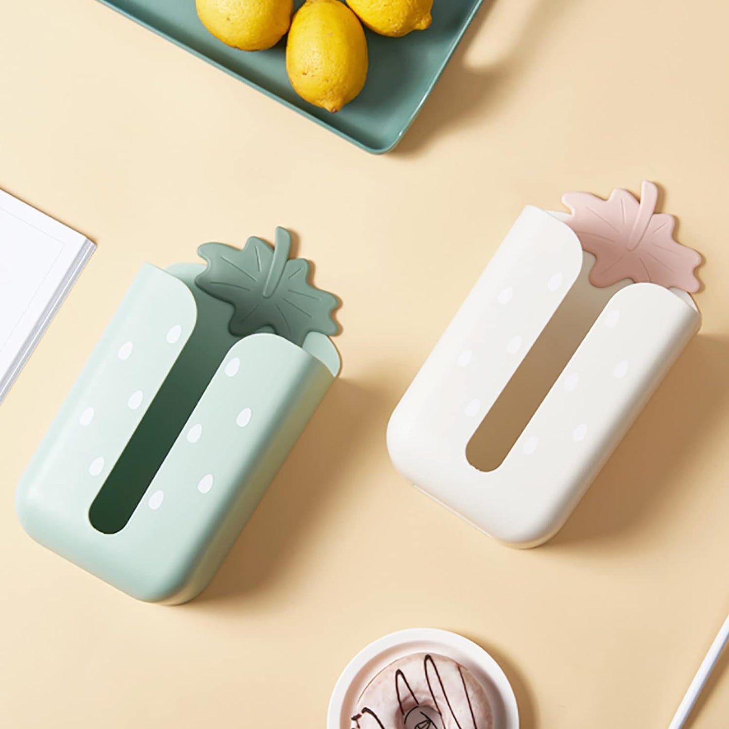 Cute Strawberry Shape Tissue Box Holder, Creative Wall-Mounted Tissue Box For Kitchen Bathroom
