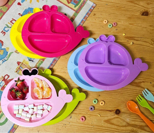 Cute Whale-Shaped Divided Toddler Plate | Colorful Kids Feeding Tray