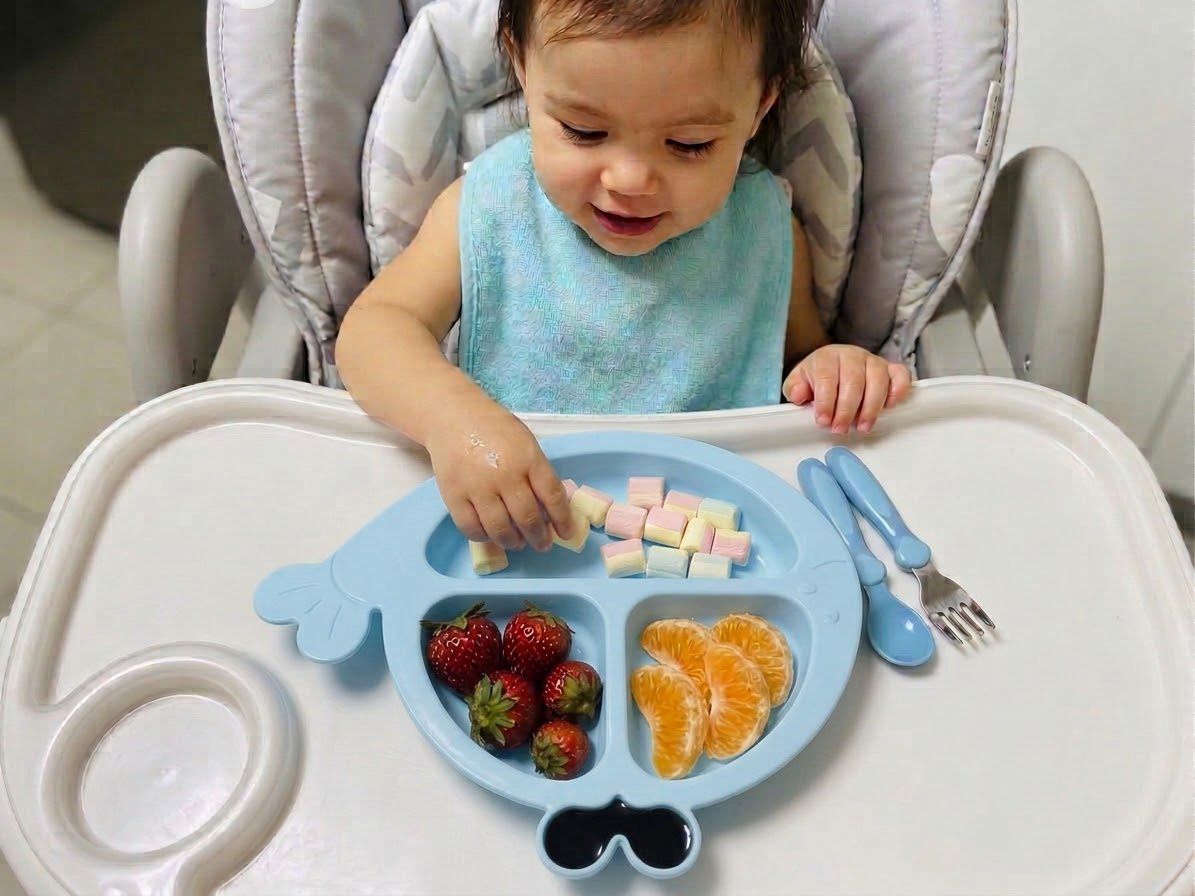 Cute Whale-Shaped Divided Toddler Plate | Colorful Kids Feeding Tray