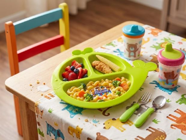 Cute Whale-Shaped Divided Toddler Plate | Colorful Kids Feeding Tray