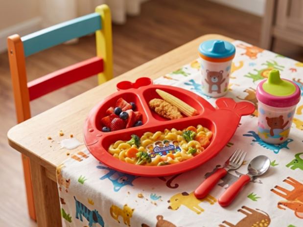 Cute Whale-Shaped Divided Toddler Plate | Colorful Kids Feeding Tray