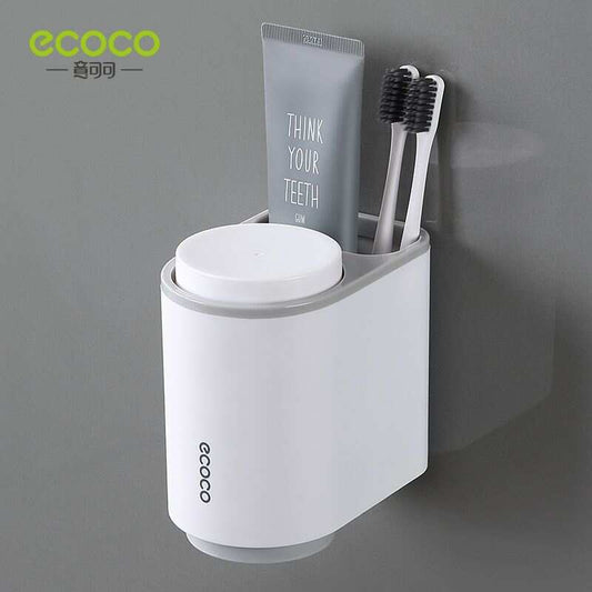 ECOCO Toothbrush Holder with Cup, Bathroom Organizer (Only Grey)