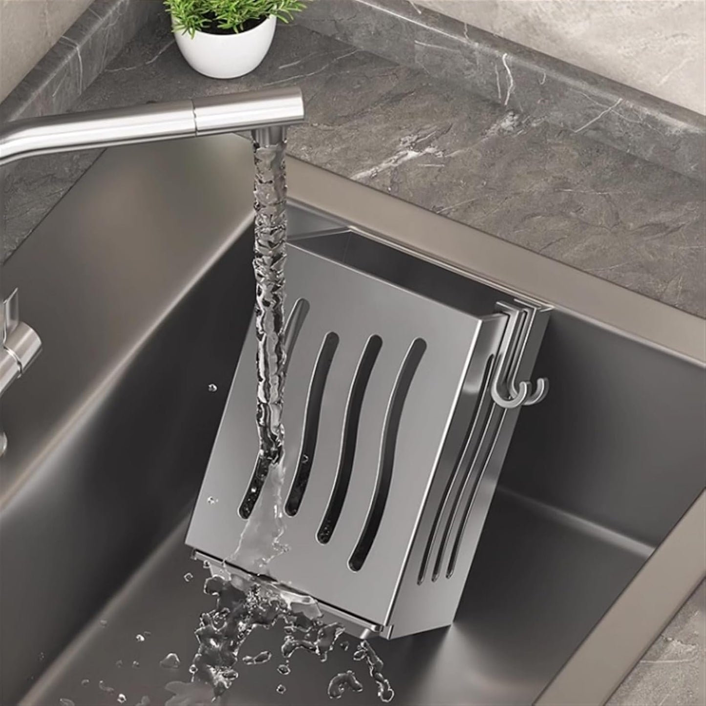 Wall-Mounted Cutlery Racks Plastic Storage Box Chopstick Knives Draining Hooks Multifunctional Organizer