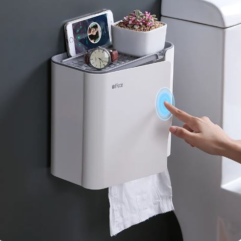 Wall-Mounted Toilet Paper Shelf Tissue Box, Paper Towel Holders For Bathroom Accessories Free Punching
