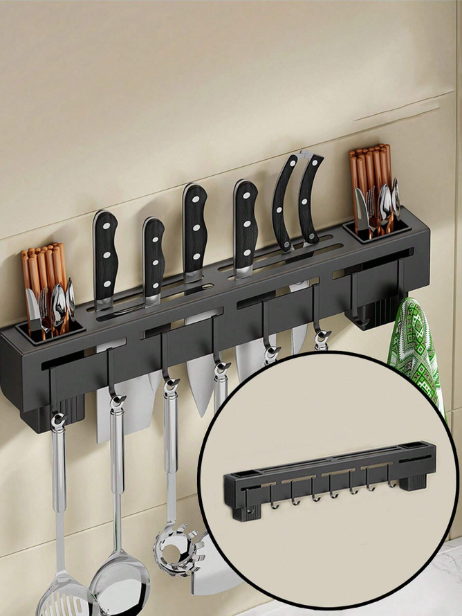 Multi-Purpose Stainless Steel Wall Mount Kitchen Shelf Knife, Spatula, Ladle Holder