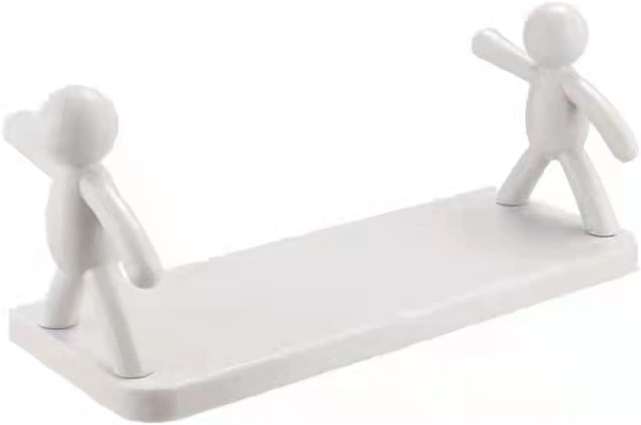 Wall Hanging Storage Shelf, Punching-Free Storage Rack For Kitchen & Bathroom (White)