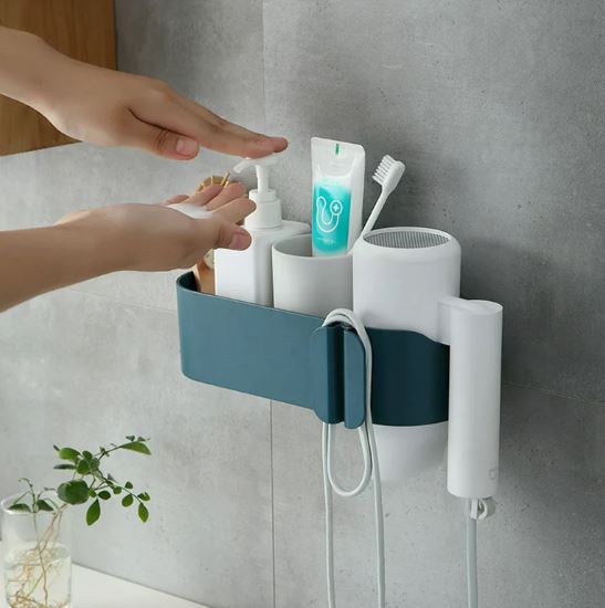 Wall Mount Hair Dryer Holder, Storage Hanging Shelf Rack Bathroom Organizer