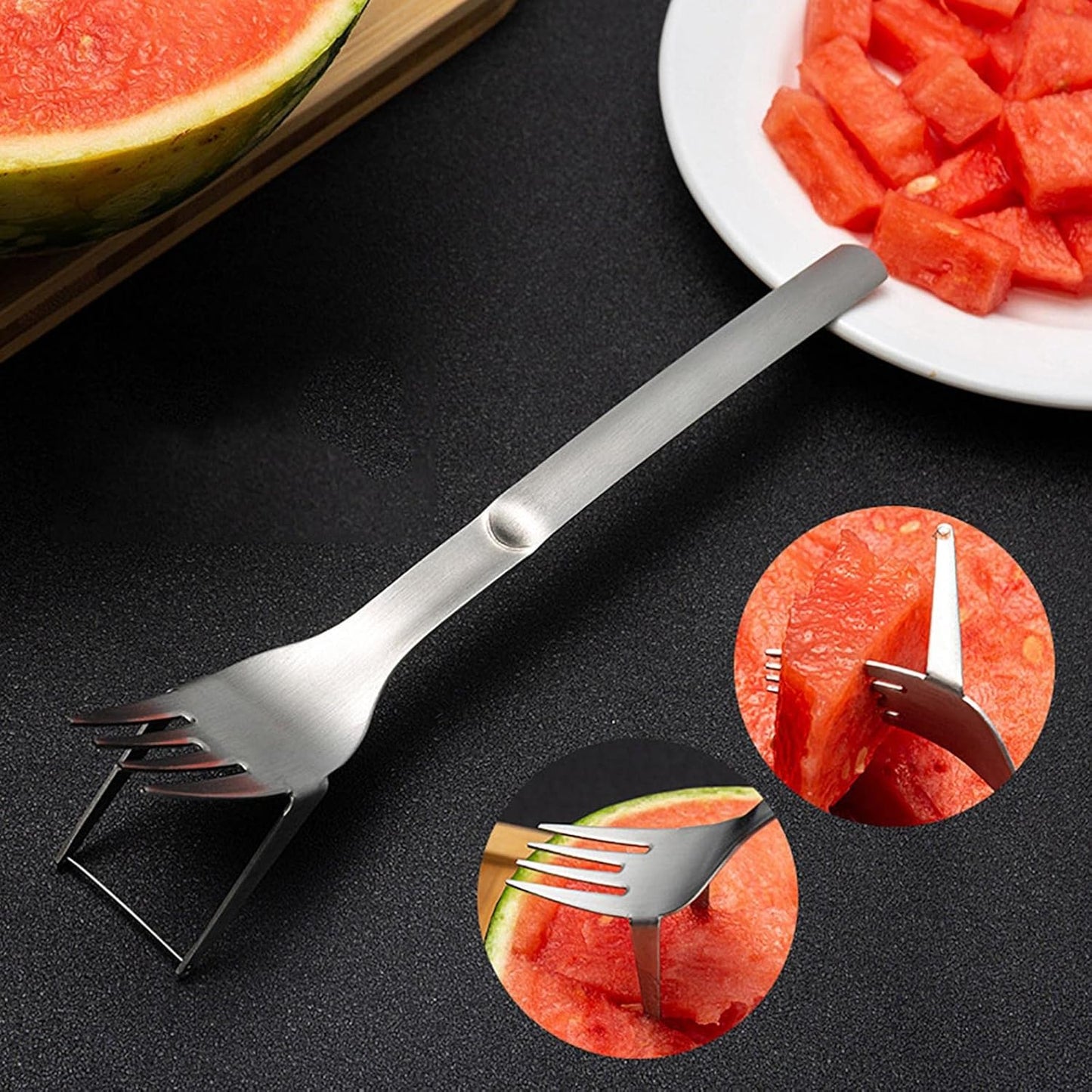 2-In-1 Watermelon Fork Slicer, Stainless Steel Watermelon Slicer Cutter