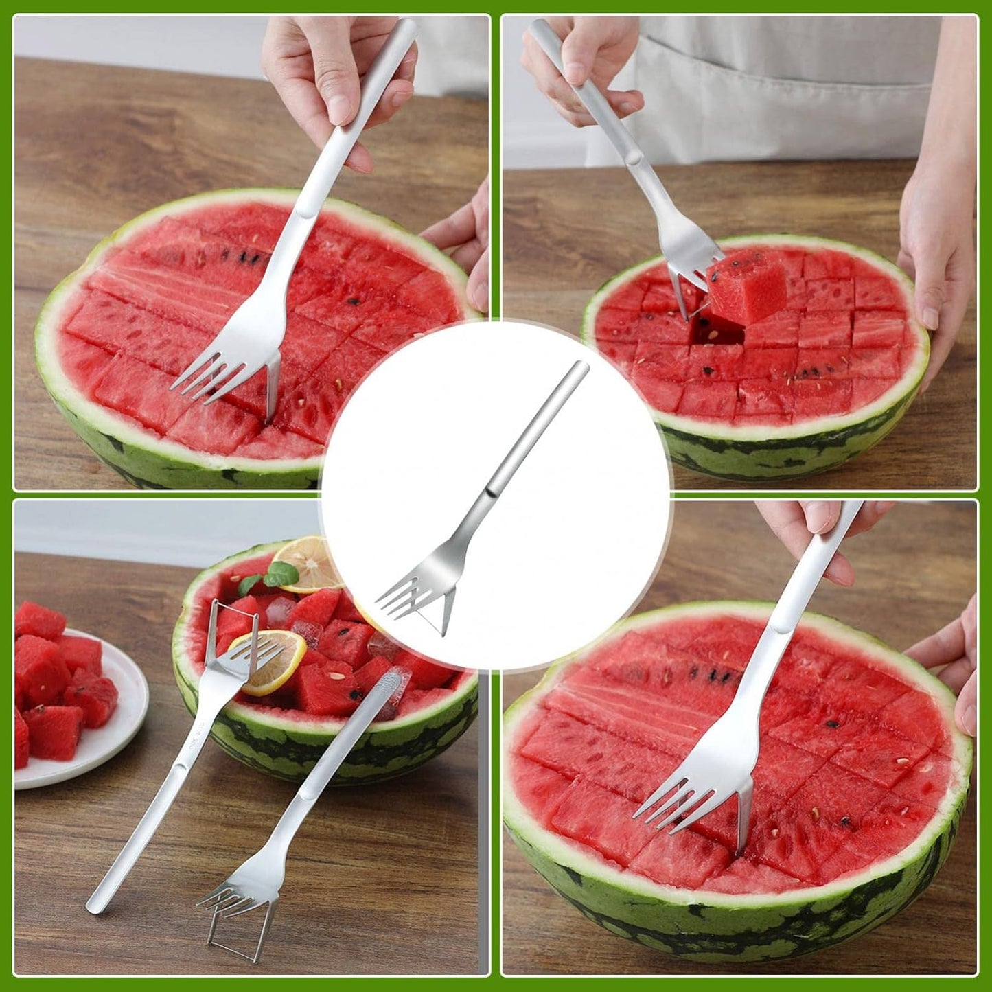 2-In-1 Watermelon Fork Slicer, Stainless Steel Watermelon Slicer Cutter