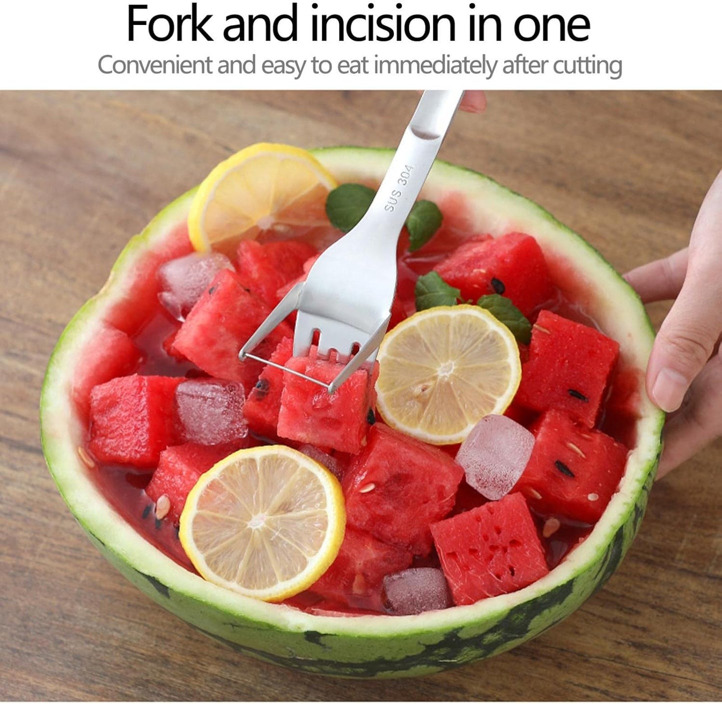 2-In-1 Watermelon Fork Slicer, Stainless Steel Watermelon Slicer Cutter