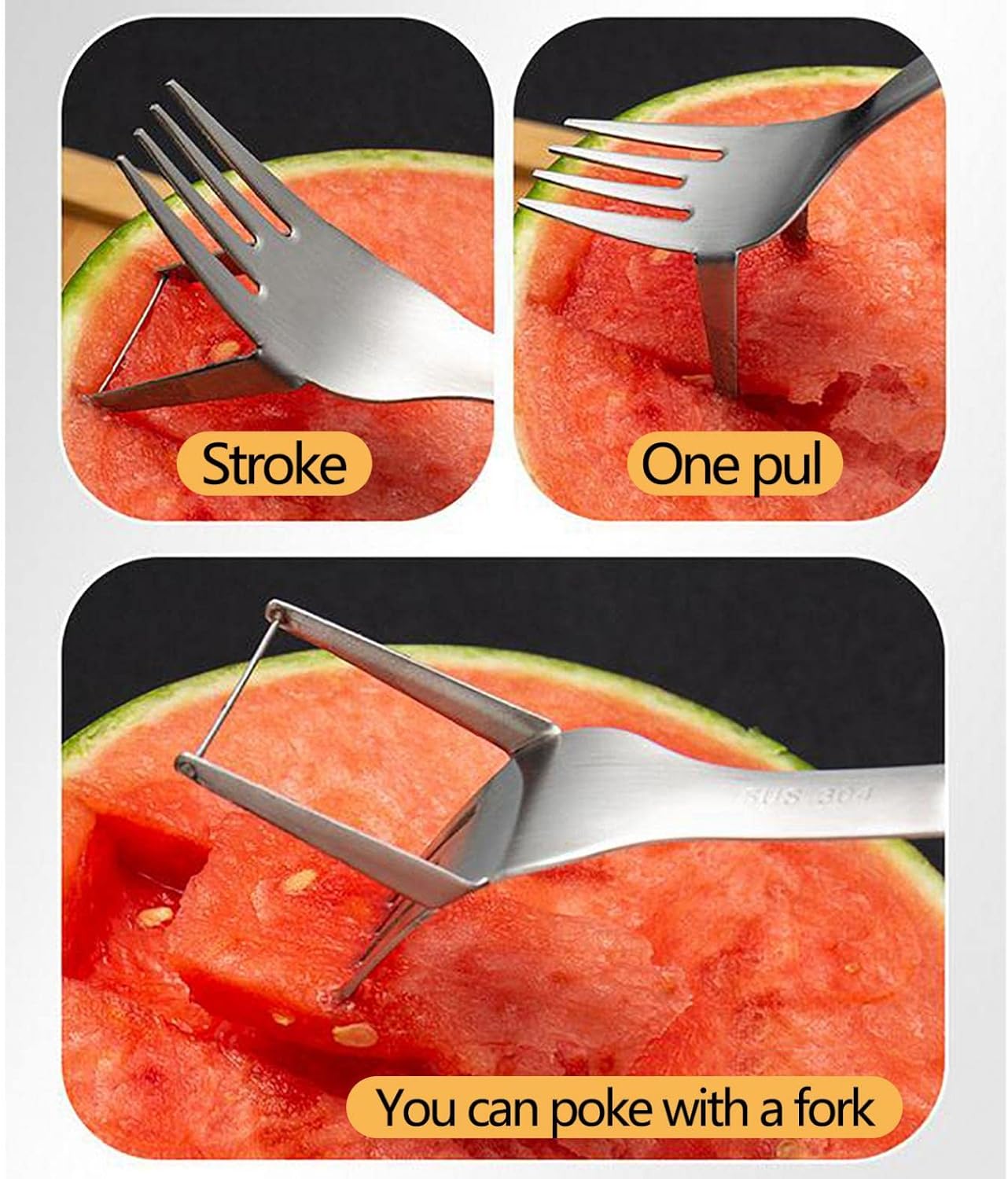 2-In-1 Watermelon Fork Slicer, Stainless Steel Watermelon Slicer Cutter